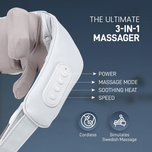BackPlus Platinum Cordless Neck Massager – Deep Tissue Shiatsu Massage with Heat – Deep Kneading Stress Relief for Back Pain - Image 7