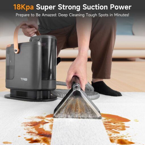 TAB Carpet Cleaner Machine, 18KPa Portable Upholstery Spot Cleaner Shampooer Machine, Powerful Deep Stain Remover, Deep Cleaner for Pets, Furniture, Stairs,Car Seat and Couch, Self-Cleaning, R3 - Image 7