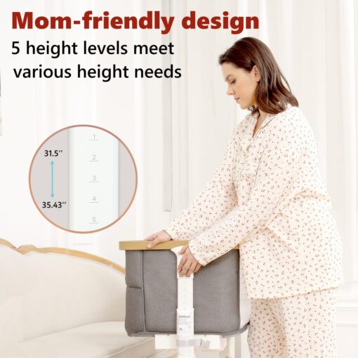 VaVaSoo Rocking Bassinet for Baby Electric Automatic Bedside Sleeper Rocks Itself 3 Motion Auto Rolling Newborn Cradle 5 Height Adjustable with Music, Wheels, Storage, Dark Grey - Image 5