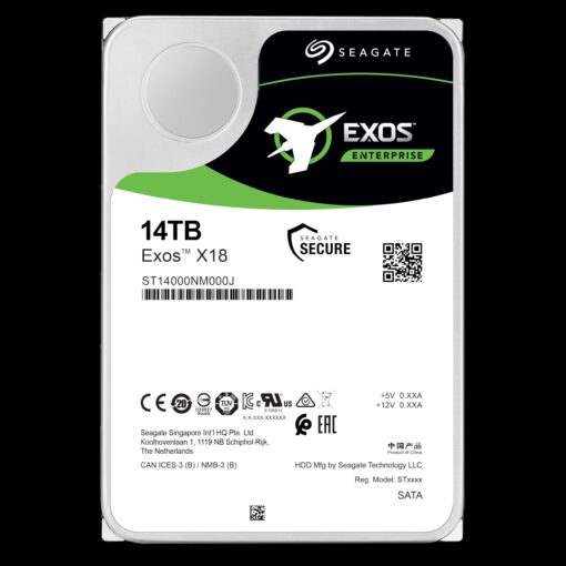Seagate Exos X18 ST14000NM000J 14 TB Hard Drive - Internal - SATA (SATA/600) - Conventional Magnetic Recording (CMR) Method - Storage System, Video Surveillance System Device Supported - 7200rpm - Image 5