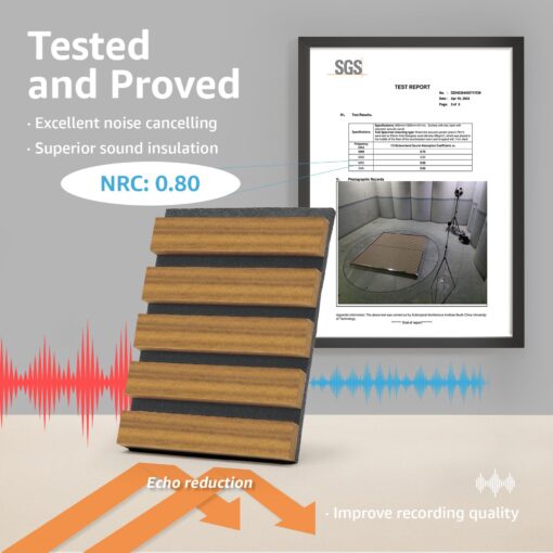 Art3d 4-Pack Acoustic Wood Slat Wall Panels for Interior Decor, 3D Fluted Sound Absorbing Wood Paneling for Accent Wall Ceiling Kitchen Living Room Bedroom Office, 94.5 x 7.9 inch Warm Teak - Image 6