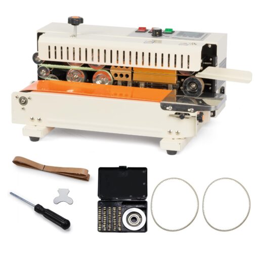 U.S. SOLID Continuous Bag Band Sealer Tabletop Sealing Machine, Automatic Horizontal Band Sealer with Digital Temperature Control for 0.02-0.08mm PVC Bags Films Stamp Coding 110V