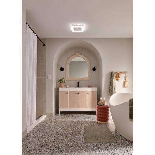 Broan-NuTone VC110CCT Sensonic Alexa Voice Controlled Smart Exhaust Fan with Dimmable LED Light and Bluetooth Speakers, 110 CFM,White, 13.25"x13.25"x5.75" - Image 2