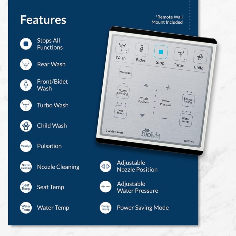 Bio Bidet Slim Two Electric Bidet Toilet Seat Elongated, Warm Water, Heated Seat, Night Light, Front and Rear Wash, Wireless Remote Control, White - Image 9