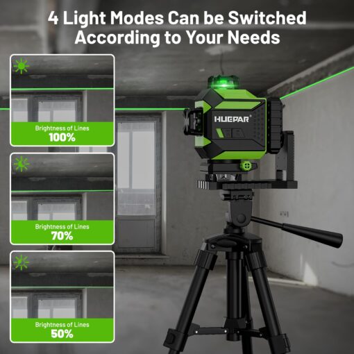 Huepar 4x360 Laser Level Self-leveling 4D Green Beam Cross Line 16 Lines Tiling Floor Laser Tool -2x360 Horizontal/Vertical Laser Lines -rechargeable Li-ion Battery & Integrated Magnetic Bracket 704CG - Image 7