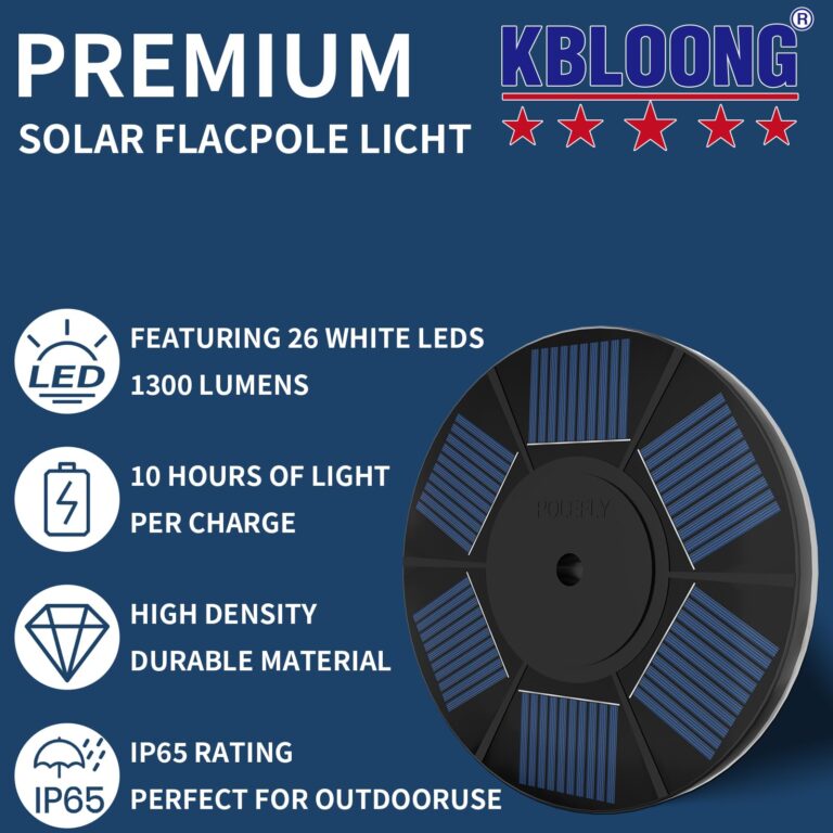 KBLOONG 11 Gauge Heavy Duty Flag Pole -25 FT Black Extra Thick Aluminum Flagpole Kit with Deluxe Solar Light, 3x5 Nylon Embroidered Flag for Outside House In Ground-120MPH Wind Tested - Image 7