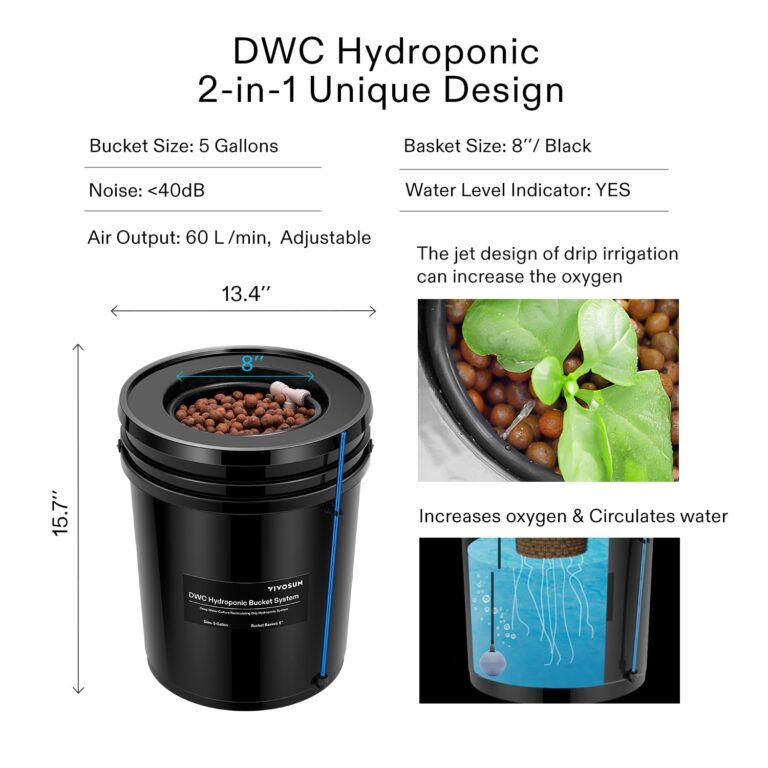 VIVOSUN DWC Hydroponics Grow System with Top Drip Kit, 5-Gallon Deep Water Culture, Recirculating Drip Garden System with Multi-Purpose Air Hose, Air Pump, and Air Stone (8 Buckets + Top Drip Kit) - Image 4