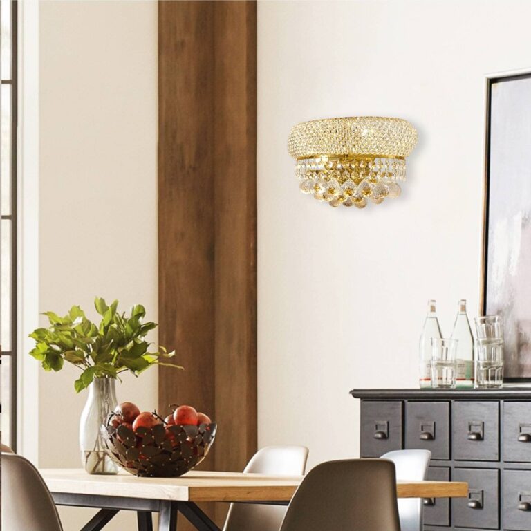 BEIRIO 2-Lights Golden Finish Classic Empire Style K9 Crystal Ball Wall Sconce Light for Living Room Foyer Dining Room Hallway Bedroom (12×6 inch) New Packaging Easy to Install - Image 4