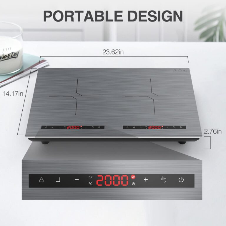 POTFYA Double Induction Cooktop,4000W 24 inch Induction Burner, 9 Power Levels, 9 Temperature Levels,Kids Safety Lock & Timer, Overheat Protection,110V 2 Burner Cooktop - Image 7