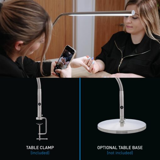 Daylight Company, LLC U35108 Slimline 3 Table Lamp-LED-80 CRI-Eye Care-4 Brightness Levels, 3,000 LUX at 30 cm, 1,065 LUMENS-4 Step DIMMER Mode, Brushed Steel, 25.6 x 30 x .8 - Image 5