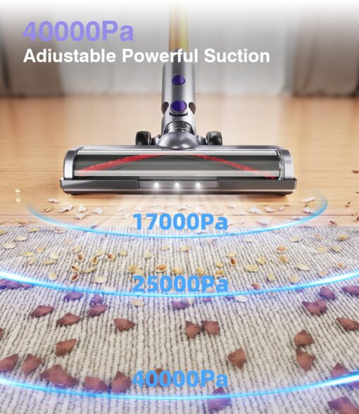 MBYULO Cordless Vacuum Cleaner, 450W 40Kpa Powerful Stick Vacuum, Up to 50Mins Rechargeable Battery, Vacuum Cleaners for Home Anti-Tangled Lightweight Handheld for Hardwood Floor, Carpets, Pet Hair - Image 6