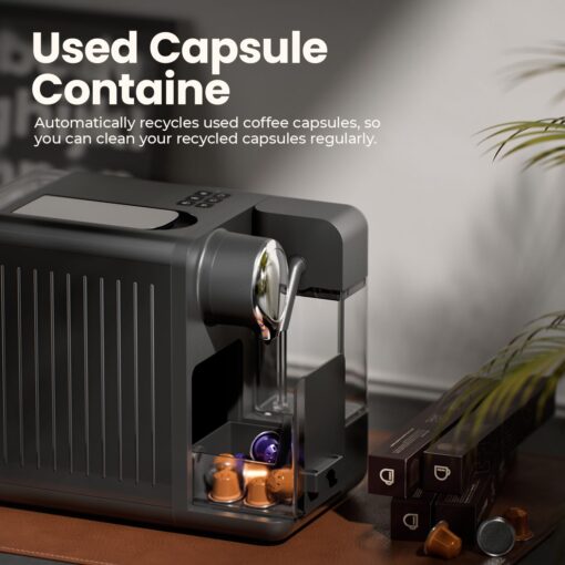 JZ.CAFE Espresso Machine with Integrated Automatic Milk Frother - Single-Serve Coffee Maker Capsule Compatible, One Touch Latte & Cappuccino, Single or Double Shot Espresso Maker - Image 2