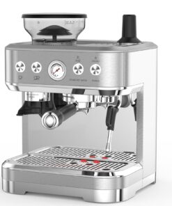 Takywep Professional Espresso Machine with Built-In Grinder and Milk Frother, 15 Bar Cappuccino and Latte Maker, Gift for Coffee Enthusiasts, Mom, Dad
