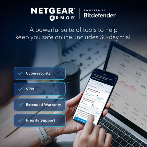 NETGEAR Nighthawk Tri-Band WiFi 7 Router (RS300) - Security Features, BE9300 Wireless Speed (up to 9.3Gbps) - Covers up to 2,500 sq. ft., 100 Devices - 2.5 Gig Internet Port - Image 3