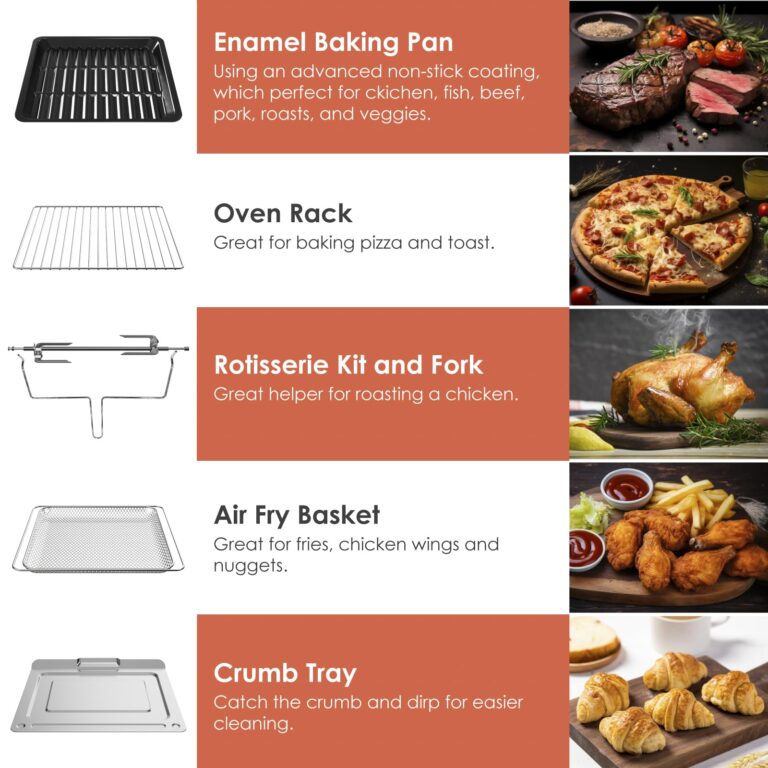 Kitchen in the box 32 QT Extra Large Toaster Oven Air Fryer Combo, 18-in-1 Convection Toaster Oven Countertop with Baking, Dehydrate and Rotisserie, 6 Accessories, 1800W - Image 2
