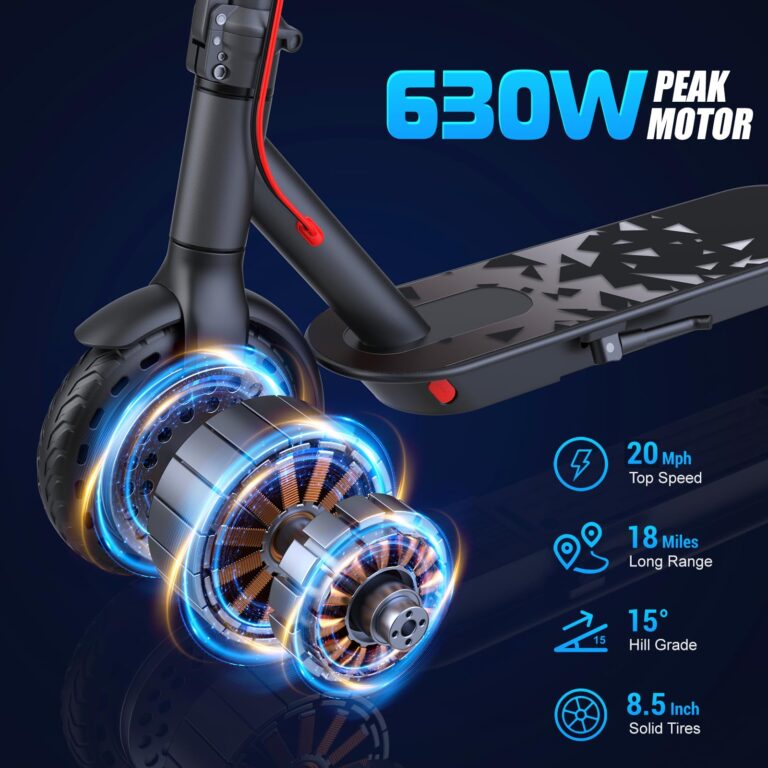 Caroma Electric Scooter Adults, Powerful 350W Motor, Max 18 Miles Long Range, Top Speed 20 MPH, 8.5" Solid Tires, Folding E Scooter with Dual Braking System & APP (Black Shards L1) - Image 6