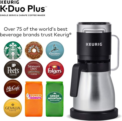 Keurig K-Duo Plus Coffee Maker, with Single Serve K-Cup Pod and 12 Cup Carafe Brewer, Black (12-Cup Thermal Carafe and 15 K-Cup Pods included) - Image 2