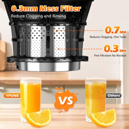 Cold Press Juicer, 6.1" Extra Large Feed Chute Juicer Machines for Whole Vegetables and Fruits, 350W Slow Masticating Juicer Machines Easy to Clean, High Juice Yield (Titanium Gray) - Image 5