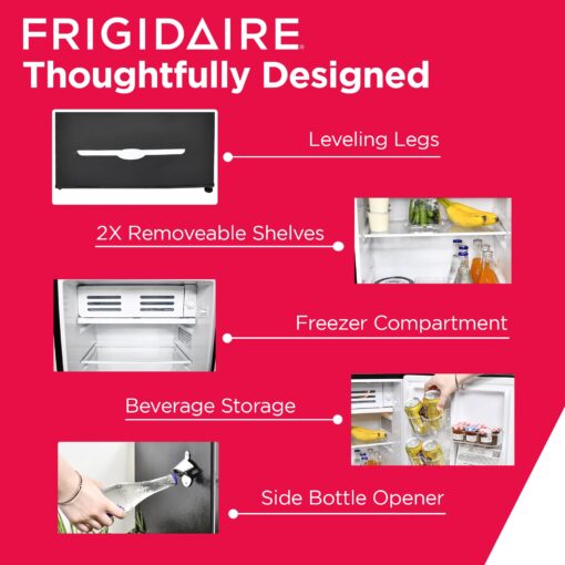 FRIGIDAIRE EFR376-BLACK 3.1 Cu Ft Black Retro Bar Fridge with Side Bottle Opener - Image 4