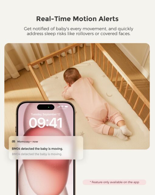 Momcozy Smart WiFi Baby Monitor with Camera and Audio, 5" 1080P Screen with Wall Mount, Motion & Cry Detection, Safe Fence, Clear Night Vision, 5000mAh Battery, 2-Way Talk, Photo & Video Recording - Image 8