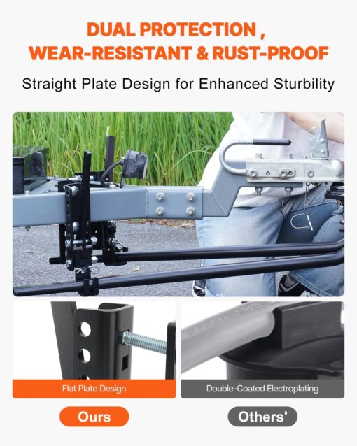 VEVOR Sway Control Weight Distribution Hitch, 1,500 lbs Capacity, Trailer Hitch Kit with 2-Inch Solid Steel Shank, 2-5/16 Inch Alloy Steel Ball, Powder-Coated Load Leveling, Black - Image 4