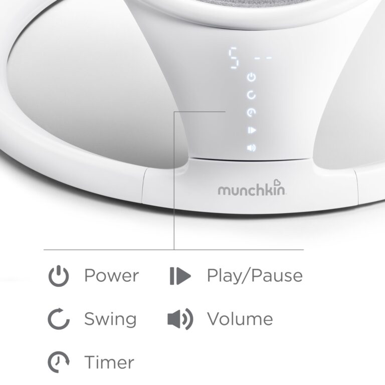 Munchkin Baby Swing, Portable and Lightweight, Bluetooth Enabled Electric Infant Rocker with Natural Sway in 5 Ranges of Motion, Newborn Nursery Essentials, White/Grey - Image 4