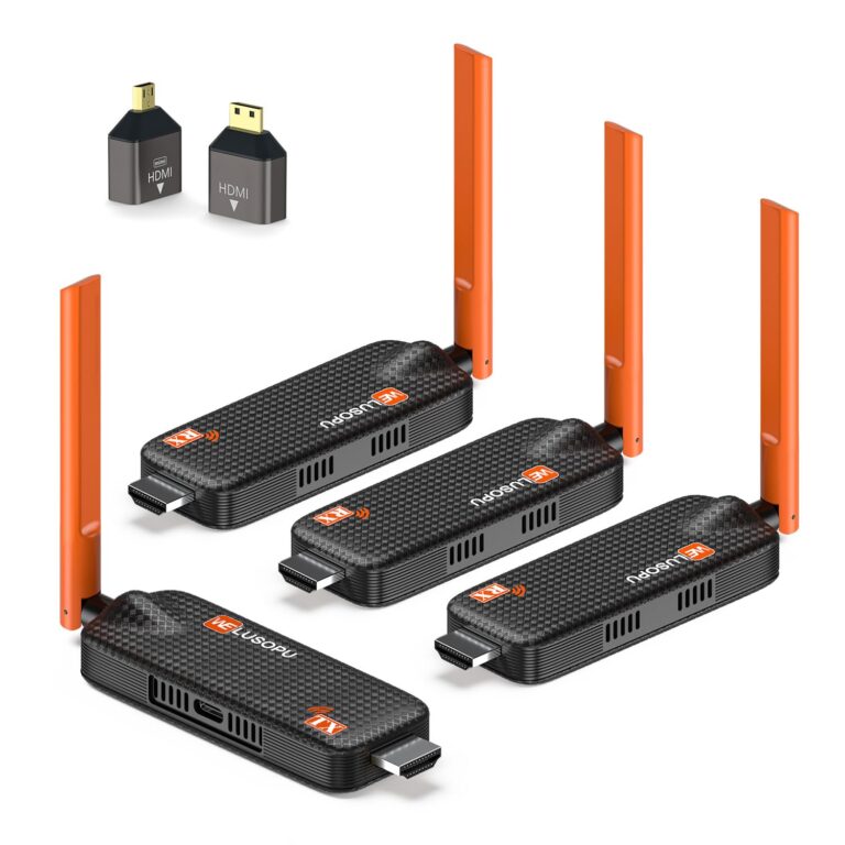 Wireless HDMI Transmitter and 3 Receivers, Support Up to 6 Receivers, 5.8G WELUSOPU HDMI Wireless Extender Streaming Content for PC Laptop Camera Cable Box to Multiple TVs Monitors Projectors -165FT