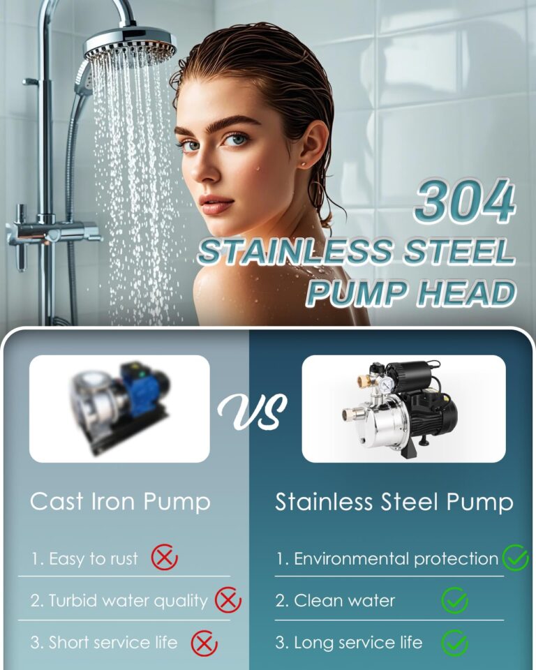 Moonshan 3/4 HP Water Pressure Booster Pump for Home 1050GPH Shallow Well Jet Pump with Pressure Tank Auto ON/OFF Stainless Steel Self-Priming System Pressure Switch for Whole House, Garden, Lawn - Image 7