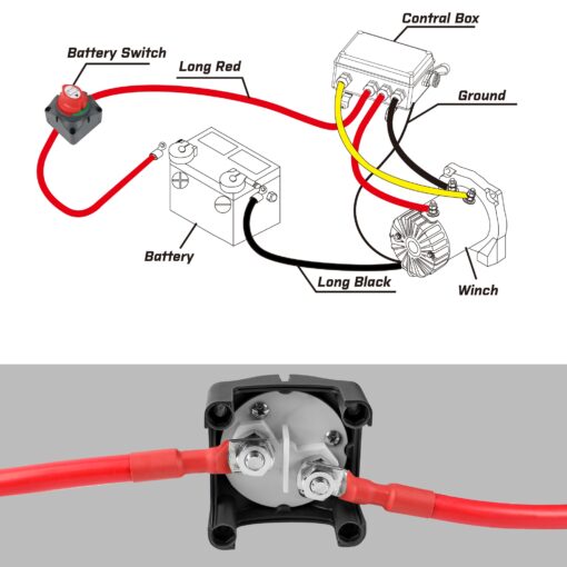 XPV AUTO Winch 10000 lb. Electric Winch Truck Winch Waterproof IP67 Electric Winch Synthetic Rope Kit with 2 Wireless Handheld Remotes and Wired Handle for 4WD 4x4 Off Road Vehicle Boat Truck - Image 4
