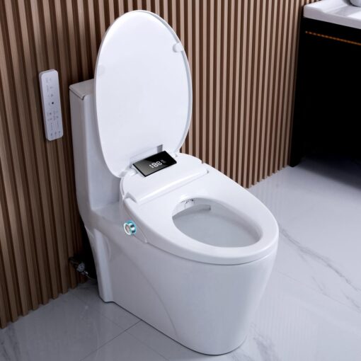 WLJBIDET Upgrade Smart Bidet Toilet Seat Elongated, Electronic Heated Bidet with Adjustable Warm Air Dryer, Unlimited Warm Water, Night Light, Slow Close Seat & Lid, Remote Control - Image 2