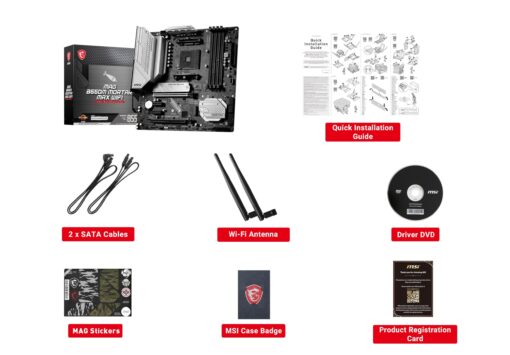 MSI MAG B550M Mortar MAX WiFi Gaming (AMD Ryzen 5000 Series, AM4, DDR4, PCIe 4.0, SATA 6Gb/s, M.2, USB 3.2 Gen 2, HDMI/DP, Wi-Fi 6E, Bluetooth 5.2, 2.5Gbps LAN, Micro ATX) - Image 2