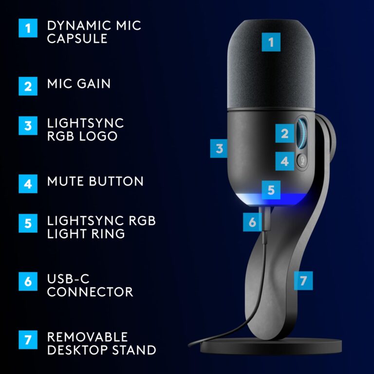 Logitech G Yeti GX Dynamic RGB Gaming Microphone with LIGHTSYNC, USB + G735 Wireless Gaming Headset - Image 7