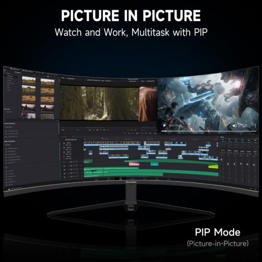 34-Inch Curved UWQHD 3440 x 1440 Gaming Monitor with 165Hz, 1ms, FreeSync, 100% sRGB, DCI-P3 95%, 1500R Curved PC Screen Ultrawide 21:9, HDMI(2.1)x 2 & DisplayPort x 2, Build-in Speakers, VESA,Tilt - Image 4