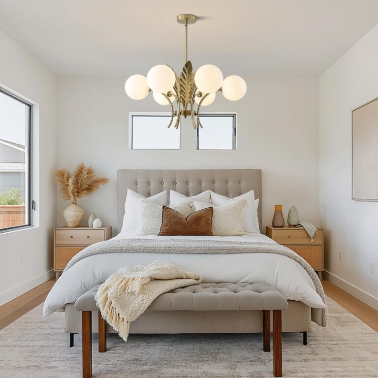 BOKT Mid Century Milk Glass Chandelier Gold G9 Ceiling Chandelier Light Industrial Metal Adjustable Pendant Lighting Farmhouse Large Globe Flush Mount Light Fixture for Dining Room Kitchen Indoor - Image 2