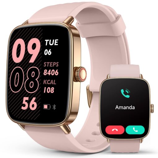 2025 Smart Watches for Women, 1.85" AI Voice Smartwatch, 24/7 Heart Rate Monitor, Stress/SpO2/Sleep Tracker, IP68 Waterproof, Weather, 100+ Sports Fitness Tracker for Android iOS Pink