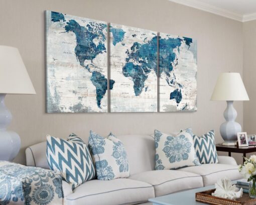 Wall Decor Living Room Motivational Framed Wall Art Large Office Decor for Wall Home Decorations for Bedroom Blue Grey Paintings Dining Room Pictures - Image 6