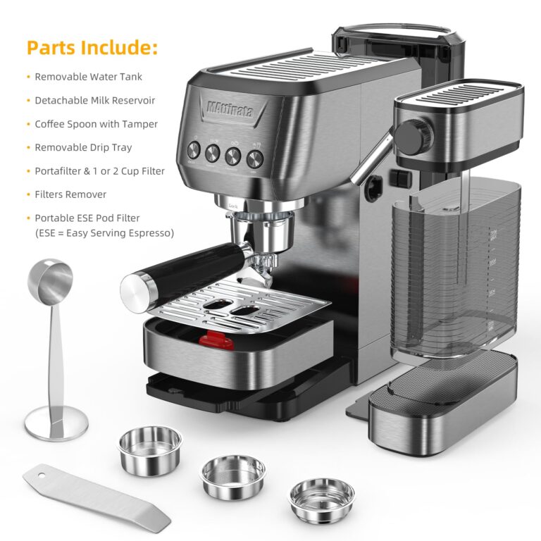 MAttinata Espresso Machine 20 Bar, Cappuccino Machine for Home with 2.0 Long Life Automatic Milk Tank, Espresso Maker with Milk Frother, Stainless Steel-Moon - Image 3