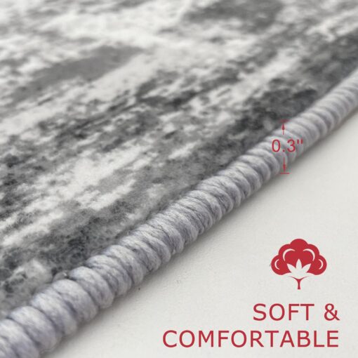 KOZYFLY Modern Abstract Area Rug 8x10 Gray Washable Large Living Room Rugs Bedroom Non Skid Carpet with Faux Wool Soft Low Pile for Dining Room Living Room Office Dorm Kitchen Table Apartment - Image 6