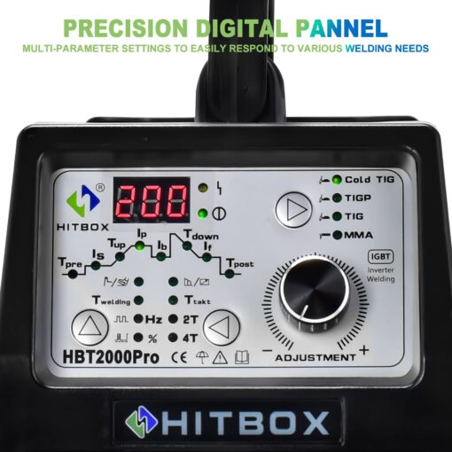 HITBOX Cold TIG Welder with Pulse, 110V/220V 200Amp DC Professional Aluminum Welding Machine Featuring Stick/MMA/IGBT, Exquisite All-Round Arc Welder, Offering You Excellent Cost Performance(HBT2000P) - Image 6