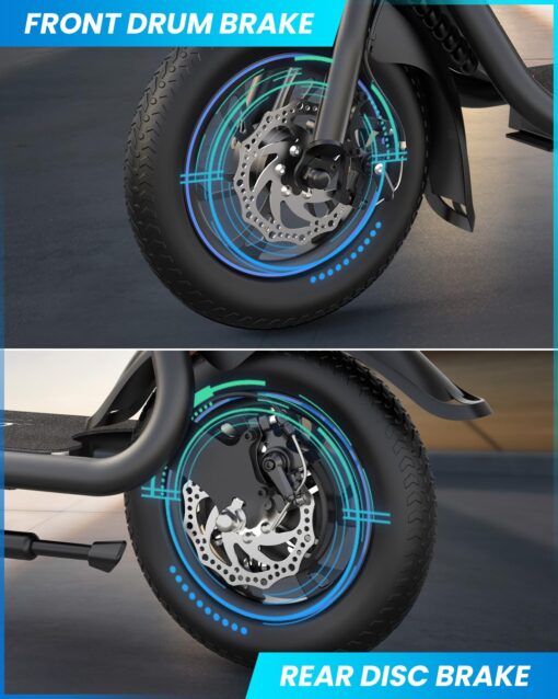 Gyroor Electric Scooter with Seat, 450W Powerful Motor up to 20 Miles Range, Foldable Scooter for Adult Max Speed 15.5Mph, Commuter Electric Scooter with Basket - Image 3