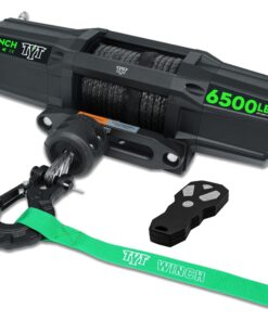 TYT 6500 lb UTV Winch Kit,12 Volt DC Electric Trailer Winch with Wireless Remote and Wired Switch,1/4" x 50FT Synthetic Rope Winch with Rubber Stopper and Mounting Plate
