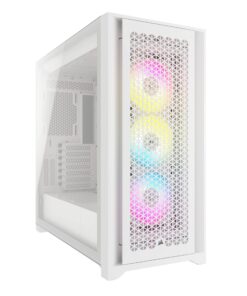 Corsair 5000D Airflow Mid-Tower Case - 3 RGB Fans - Lighting Controller - High-Airflow Design - RapidRoute Cable Management - True White