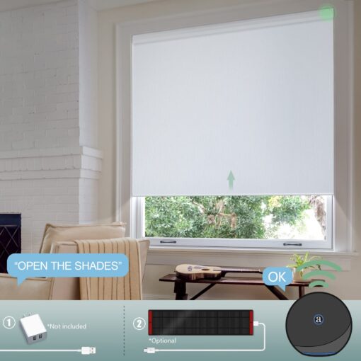 Yoolax Motorized Blinds with Remote, Smart Blinds for Windows Blackout Automatic Shades Work with Alexa Remote Control Roller Window Shades with Valance, Custom Size (Fabric-White) - Image 6
