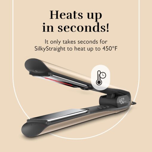 Silk’n SilkyStraight 2-in-1 Hair straightener and Curling Iron - Flat Iron with Adjustable Heat Settings - Smooth Styling, Fast Heating, Frizz Control - Travel-Friendly, Champagne Gold - Image 8
