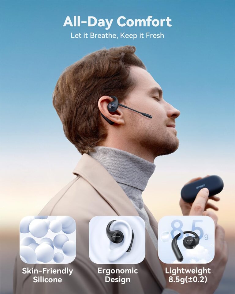 EMEET AirFlow Open Ear Headphones with Mic, Bluetooth 5.3 Wireless Headsets with Detachable Microphone, ENC Noise Cancelling, Multipoint Pairing, Ultra Comfort, Wireless Earbuds for Work, home, office - Image 9