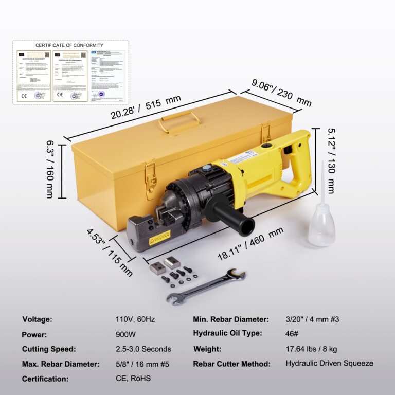 Happybuy Electric Hydraulic Rebar Cutter,900W Portable Electric Rebar Cutter,Cutting up to 5/8 Inch #5 4-16mm Rebar within 3 Seconds,110V,with Easy to Carry Stainless Box(900W RC-16) - Image 4