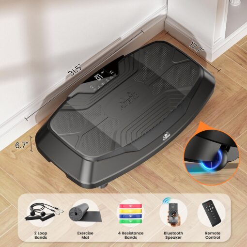 FLYBIRD 4D Vibration Plate 500 LBS Capacity - Oscillation, Linear, Pulsation Exercise Machine With Triple Motors for Lymphatic Drainage & Bone Density Building - Black - Image 2