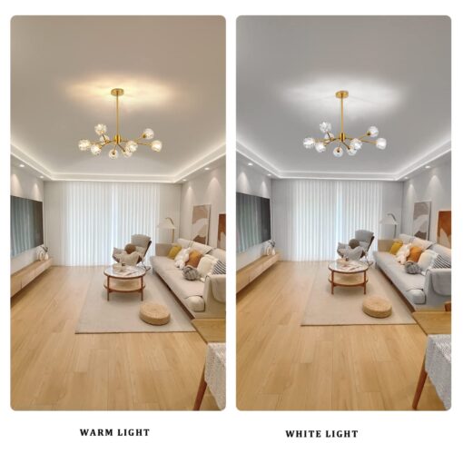 Weesalife Sputnik Chandeliers for Dining Room Light Fixture Over Table, Modern Crystal Chandeliers, 9 Lights Gold Lighting Fixtures for Living Room Bedroom Kitchen Island - Image 2