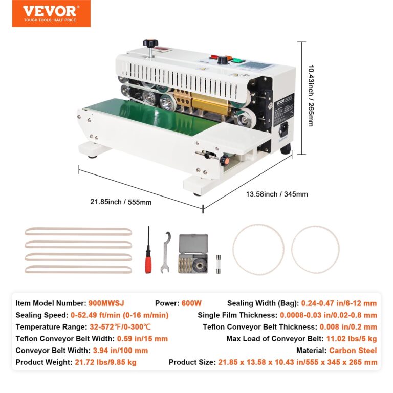 VEVOR Continuous Bag Band Sealing Machine FR770A Horizontal Bag Sealer with Digital Temperature Control Band Sealer Machine for 0.02-0.08 mm Plastic Bags Continuous Band Sealer with Printing Function - Image 2