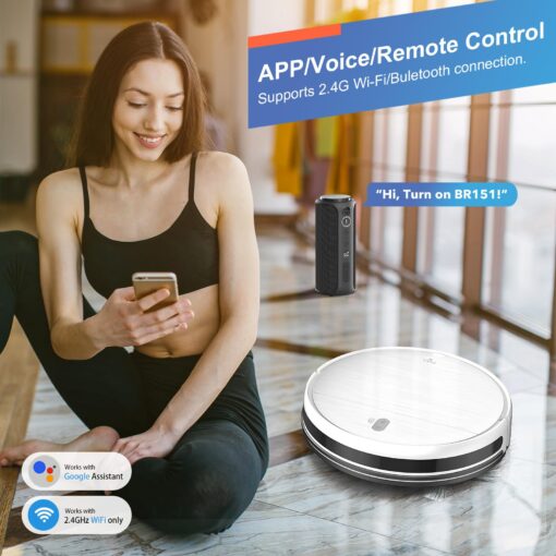 Robot Vacuum and Mop, 2 in 1 Robotic Vacuum Cleaner with Schedule, App/Voice, Slim Mopping Vacuum Robot with Watertank and Dustbin, Self-Charging, Easy of Use, Ideal for Hard Floor, Pet Hair, Carpet - Image 6